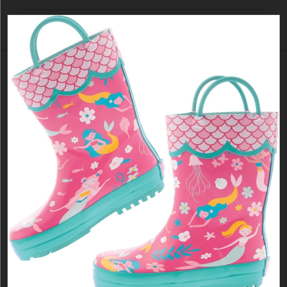 Stephen Joseph Pink Mermaid Rain Boots 6 NWT